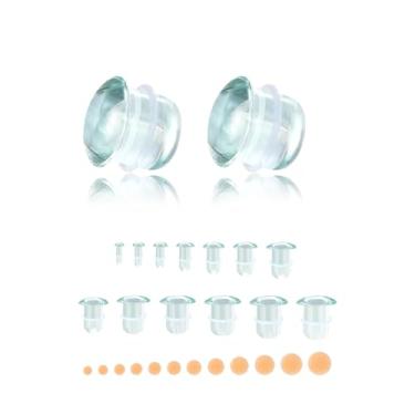 Imagem de 6ixGosh Kit de alongamento de orelha de vidro, 4 peças, pêssego/pele tom de pele de silicone, alargador simples/duplo, calibres de vidro liso para uso diário, expansor de brinco, esticador, 3/4"(20mm