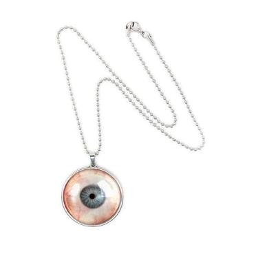 Imagem de Pingente de globo ocular humano - Colar com pingente de prata feito à mão com olho azul realista - 148-E-SLRN, grande, vidro, sem pedra preciosa