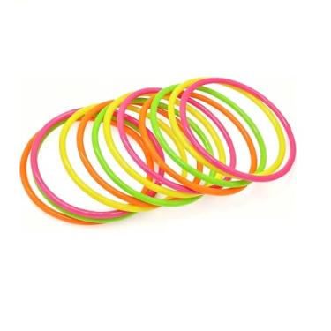 Imagem de KZL Conjunto de 12 pulseiras de cor doce neon dos anos 80 pulseiras coloridas redondas de resina acrílica de plástico para mulheres brilhantes acessórios de joias de festa