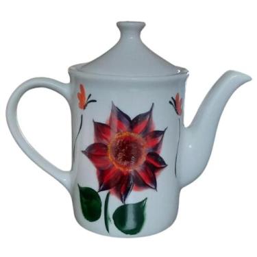 Imagem de Bule de Porcelana Decorada à Mão 700ml para Café, Chá e Leite com Bico