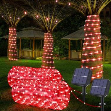 Imagem de Luzes solares de corda Jnaurb 40m 400LED 8 modos impermeáveis vermelha