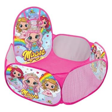 Imagem de Piscina com Cesto Infantil Retrátil Magic e Stock Z, Design Princesa ou Corrida, Rosa e Vermelho, (Rosa Mundo Magic)