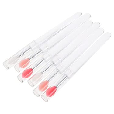 Imagem de TEONEI Pincéis labiais de silicone com capas, pincéis aplicadores de brilho labial de batom, pincéis de beleza de maquiagem, 6 peças
