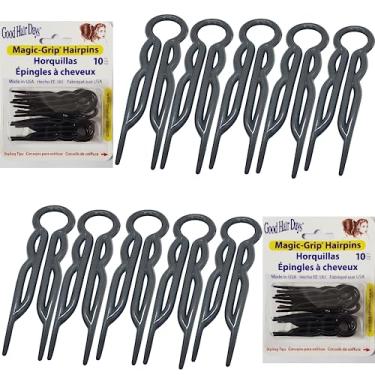 Imagem de Good Hair Days Grampos de cabelo - 6 cm de plástico, grampos de cabelo em forma de U, pinos fortes e duráveis para cabelos finos, grossos e longos, acessórios de estilo - preto, conjunto de 20