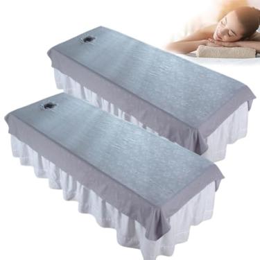Imagem de Ouliget Lençóis de mesa de massagem à prova d'água à prova de óleo com orifício, capa de cama de spa macia e limpável, capa de descanso para mesas de massagem com estampa de rosas para spa e salões de