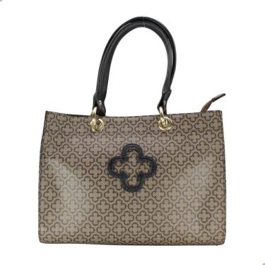 Imagem de Bolsa Capodarte Feminina Monograma Bege/Preto