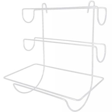 Imagem de Organizador de Cozinha, Porta Papel Toalha com Suporte Triplo para Papel Alumínio e Filme para Parede(branco)