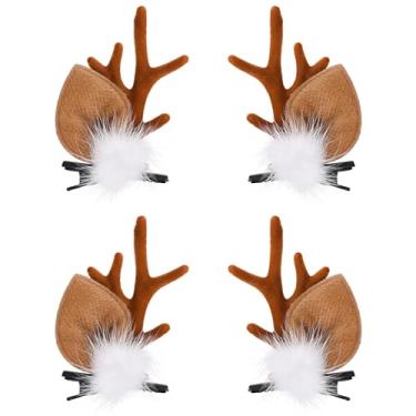 Imagem de 2 pares de grampos de cabelo de Natal para meninas, chifres de Natal, presilhas de cabelo de orelhas de veado, presilhas de cabelo de rena, acessórios de Natal