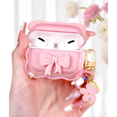Imagem de Boaretiu Capa para Airpods Pro 2ª Geração/para Airpods Pro para mulheres e meninas - Cute Kawaii com chaveiro feminino elegante capa para Air Pod Pro/Pro 2ª geração, Wave