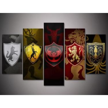 Imagem de Kit quadro decorativo 5 peças 95x60cm Série Game Of 02