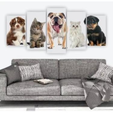 Imagem de Genérico Kit Decorativo 5 Peças 95x60cm Gatos E Cachorros Quadro Decorativo