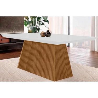 Imagem de Mesa para Cozinha Luna + Tampo Madeirado Curvo 180x90cm Imbuia - Rufat