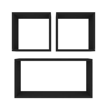 Imagem de Kit Com 3 Nichos Decoração Para Sala Preto Retangular