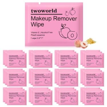 Imagem de Lenços removedores de maquiagem a granel embrulhados individualmente, lenços de maquiagem para viagem suaves para limpeza de rosto, rímel, batom, hotel de viagem (pêssego mel, pacote com 100)