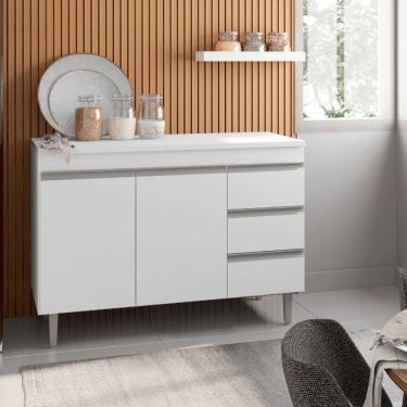 Imagem de Balcão Gabinete De Pia Para Cozinha Sem Tampo 100cm Andréia Branco- Mabe Magazine