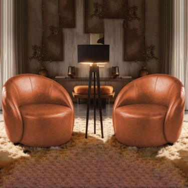 Imagem de Poltrona Decorativa Orgânica Kit 2 Lua Sintético Pu D03 - D'rossi Verde