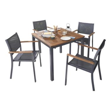 Imagem de Conjunto De Jardim Aluminio Cinza 5 Pecas Mesa E 4 Cadeiras