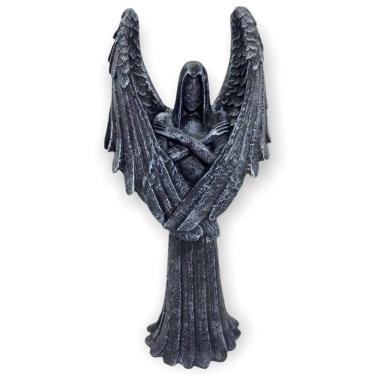 Imagem de Castiçal Anjo Negro Fêmea Ou Macho Resina 25Cm-Selecione Cor