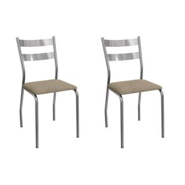 Imagem de Cadeira Sala De Jantar Bali 2c141cr Aço Kit 2 Un Cromado-boucle Bege Fendi - Kappesberg
