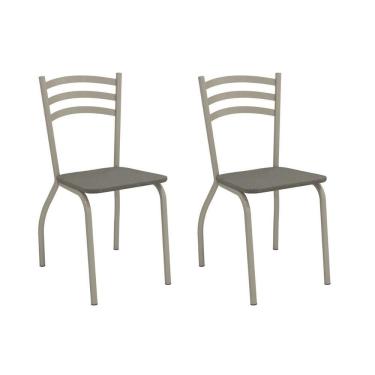 Imagem de Kit 2 Cadeiras De Cozinha Portugal 2c007nk Aço 2 Un Niquel-linho Escuro - Kappesberg