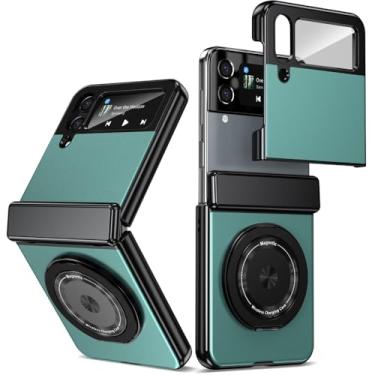 Imagem de XKchatpt Capa magnética dobrável para Samsung Galaxy Z Flip 3, suporte giratório de 360°, capa de liga de alumínio com proteção de dobradiça e protetor de tela frontal para Samsung Galaxy Z Flip 3