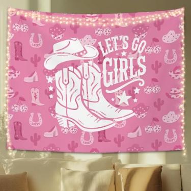 Imagem de STHTTSW Tapeçaria de vaqueira rosa, manta de parede rosa litoral let' s go para meninas, decoração de parede feminina para meninas adolescentes, mulheres, dormitório universitário, apartamento, quarto
