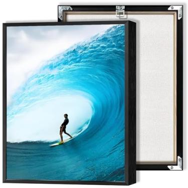 Imagem de Pôster em tela de surfe costeiro nas ondas azul praia oceano arte de parede verão masculino surf esportes aquáticos extremos pintura para casa quarto dormitório decoração de parede 20 x 30 cm sem