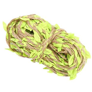 Imagem de Folha de folhagem falsa de videira artificial DIY Decoração de guirlanda Simulação Rattan para festa de casamento no jardim Decoração de casa 10m 32,8 pés Tecido de fio encerado (Verde Fluorescente)