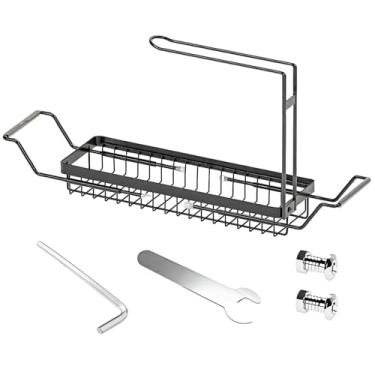 Imagem de Chewtoyo Rack extensível de armazenamento de pia de cozinha de aço inoxidável, organizador de escorredor de esponja e pano de louça, comprimento ajustável de 40 a 54 cm - fácil de limpar, à prova de