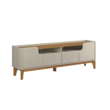 Imagem de Rack Estante Flip 4 Portas Para Tv Até 75 Polegadas Off White Com Camaru