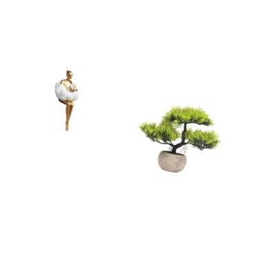 Imagem de Fenteer Estatueta Artística de Resina em Forma de Nuvem E árvore Bonsai com Vegetação Artificial, Escultura Abstrata para Centro de Mesa de Escritório, Coleçã