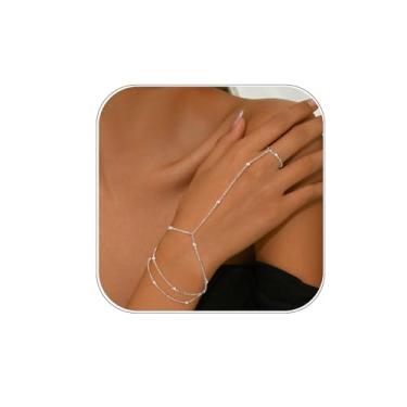 Imagem de Pulseira de anel delicado para mulheres, joias modernas para casamento, joias de mão, anéis de dedo