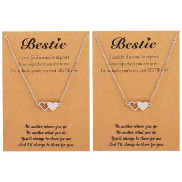 Imagem de HUASAI Colar 2/3/4/5 Bff para meninas, colar moderno para melhor amiga, colares de amizade, colares de irmã combinando com coração para meninas adolescentes para , Metal, outro