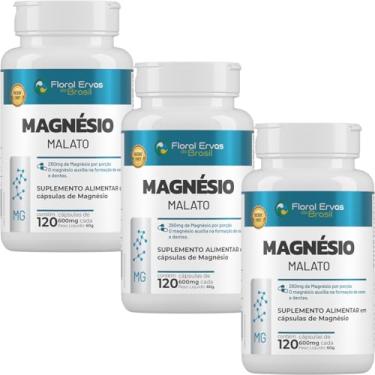 Imagem de Kit Com 3x Magnésio Malato 120 Cápsulas Floral Ervas