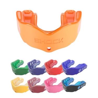 Imagem de Shock Doctor Protetor bucal esportivo, hóquei, lacrosse, beisebol, protetor de luta livre, proteção resistente em gel Max e ajuste personalizado, protetor bucal de futebol com alça, protetor bucal