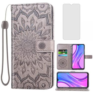 Imagem de Capa de telefone para Xiaomi Redmi 9 Capa carteira com protetor de tela de vidro temperado e capa flip fina de couro com suporte para cartão acessórios para celular Xiami Xiomis Xiome Redmi9 Prime
