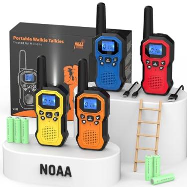 Imagem de Utooby Walkie Talkies Para Adultos, Rádios Bidirecionais De Longo Alcance Para Crianças, Pacote Com 4 Unidades Recarregáveis, Equipamento Para Caminhadas, Acampamentos, Esqui, Cruzeiro Com Lâmpada,