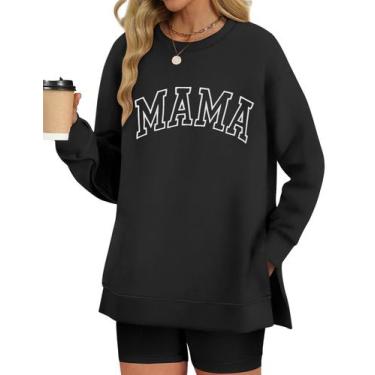 Imagem de Camisas grandes de manga comprida para mamãe LOMON  preta XXL