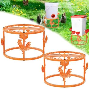 Imagem de Suporte de metal para bebedouro de frango, suporte de ferro, suporte retangular para baldes de barris, equipado com porta de alimentação, para galinheiro de aves, ambientes internos e externos