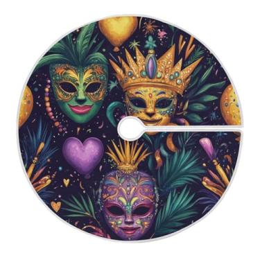 Imagem de Blueangle Saia de árvore colorida para Mardi Gras de 118 cm, saia de poliéster macio para decoração de carnaval (179)