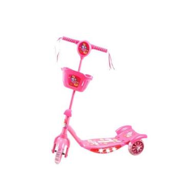 Imagem de Patinete 3 Rodas Infantil Dobrável com Som e Luz - Rosa - DDG