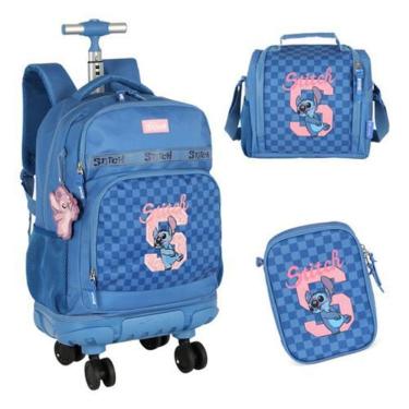 Imagem de Kit Mochila Com Rodinhas 360 Juvenil  Stitch Disney