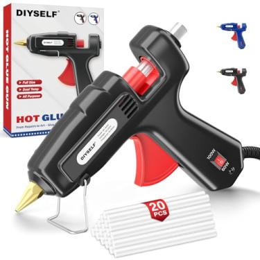 Imagem de DIYSELF Pistola de cola quente, tamanho completo, 1 pistola de cola com 20 bastões de cola, conjunto de pistola de cola e bastões, kit de pistola de cola quente para artesanato, tecido, marcenaria