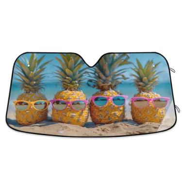 Imagem de SEHANY Para-brisa de carro de verão, mar, praia, para-sol para mulheres, pára-brisa frontal dobrável para carro, caminhão, SUV - Protetor de viseira de sol automotivo bloqueia os raios UV mantém seu