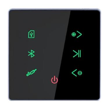 Imagem de Amplificador de Parede Preto, Bluetooth, 2 canais, com Controle Remoto