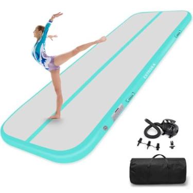 Imagem de Estgora Tapete de ginástica, pista inflável para queda de ar 6 m, 5 m, 4 m, 3 m para crianças, uso doméstico, academia, líder de torcida com bomba elétrica