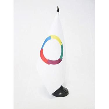 Imagem de Bandeira de mesa da Francofonia 12 cm x 20.3 cm - Bandeira de mesa da Francofonia 21 x 14 cm - Bastão e base de plástico preto - AZ FLAG