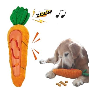 Imagem de Brinquedos de Quebra-Cabeça Cão Pelúcia Interativos Cenoura para Cães Brinquedo Borracha com Chocalho Cavar Filhotes Pequenos Médios e Grandes Morder Dispensador Petiscos Snuffle Esconder Procurar Pux
