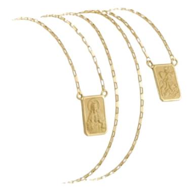 Imagem de Escapulário Masculino e Feminino Corrente Tijolinho 0,85 Ouro 18K 750 Medalhas São Jorge e Sagrado Coração de Jesus 70cm 2,80g Face Simples Joia Autêntica