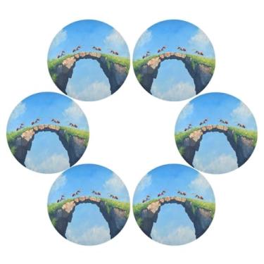 Imagem de Wassud Jogo americano conjunto de 6 formigas tapetes redondos para cozinha e jantar tapetes laváveis resistentes ao calor decoração de mesa 39 cm